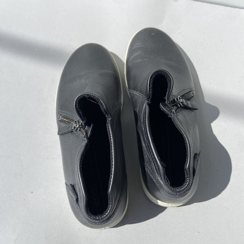Ecco Soft 7 Womens Size 38 Soft Low Booties Shoes Side Zip Leather Gray Black - Picture 8 of 11