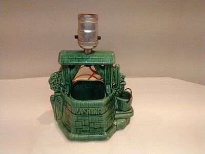 Vintage Buckingham ceramic lamp. Wishing Well Green 1950's 50's