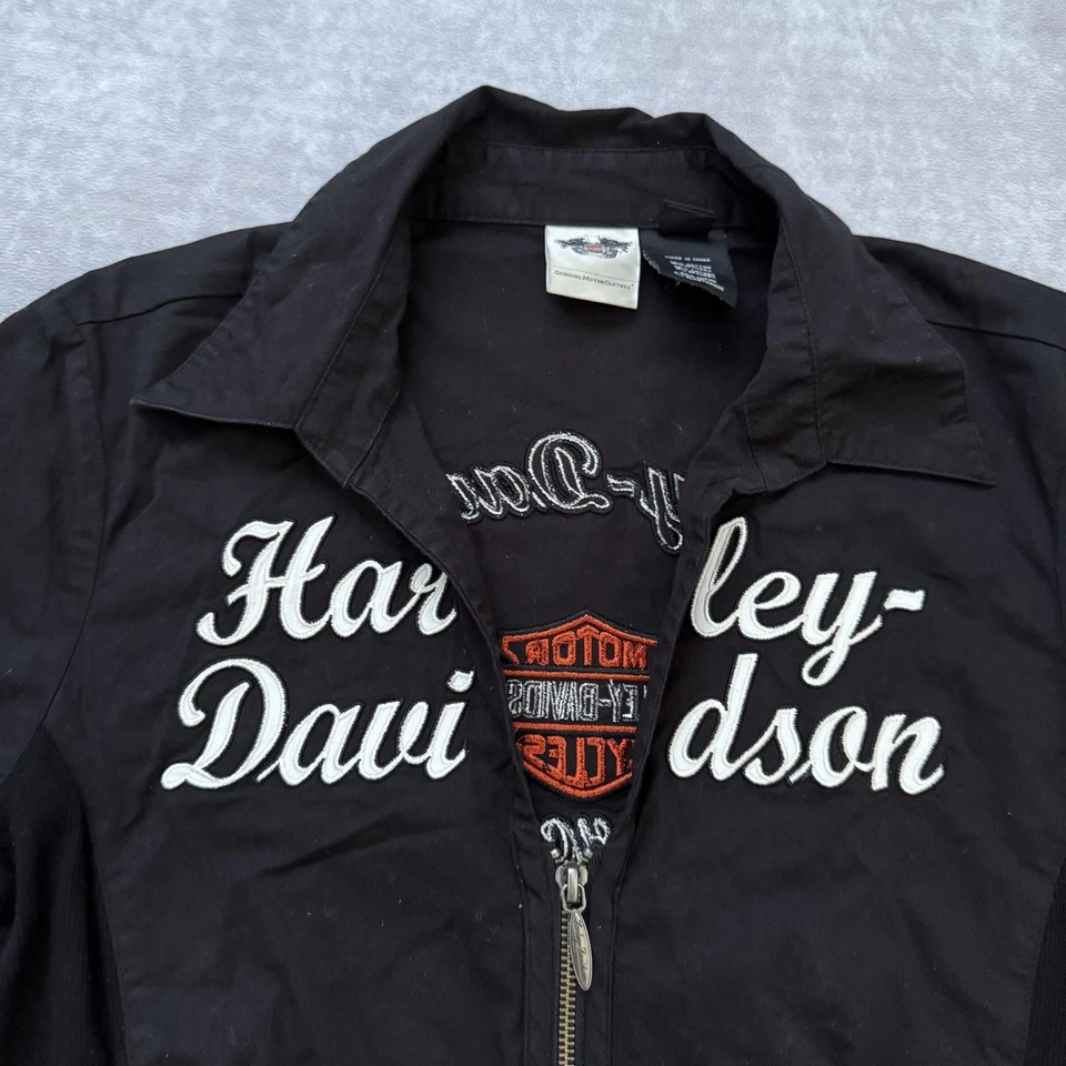 Camisa Harley-Davidson para mujer M negra cremallera bordada alas Foto 2 de 4