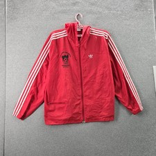 VINTAGE Adidas Men Jacket XL Red Nylon 80s Trefoil Activewear Zipper READ