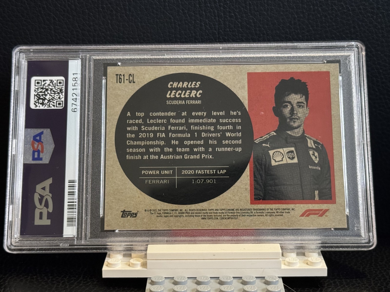 2021 Topps Chrome Formula One F1 Refractor Charles LeClerc #T61-CL PSA 10 GEM MT view 3