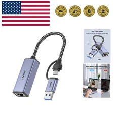 USB 3.0 to Ethernet Adapter, USB C to RJ45 Gigabit LAN 1000Mbps Network Adapt...
