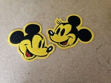 Mickey Minnie Mouse Patch Set Yellow Chenille 5 inch Each