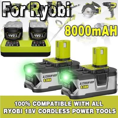 18V 12Ah 8Ah 9Ah 6Ah Akku für RYOBI One Plus RB18L50 P108 P109/ Doppelladegerät