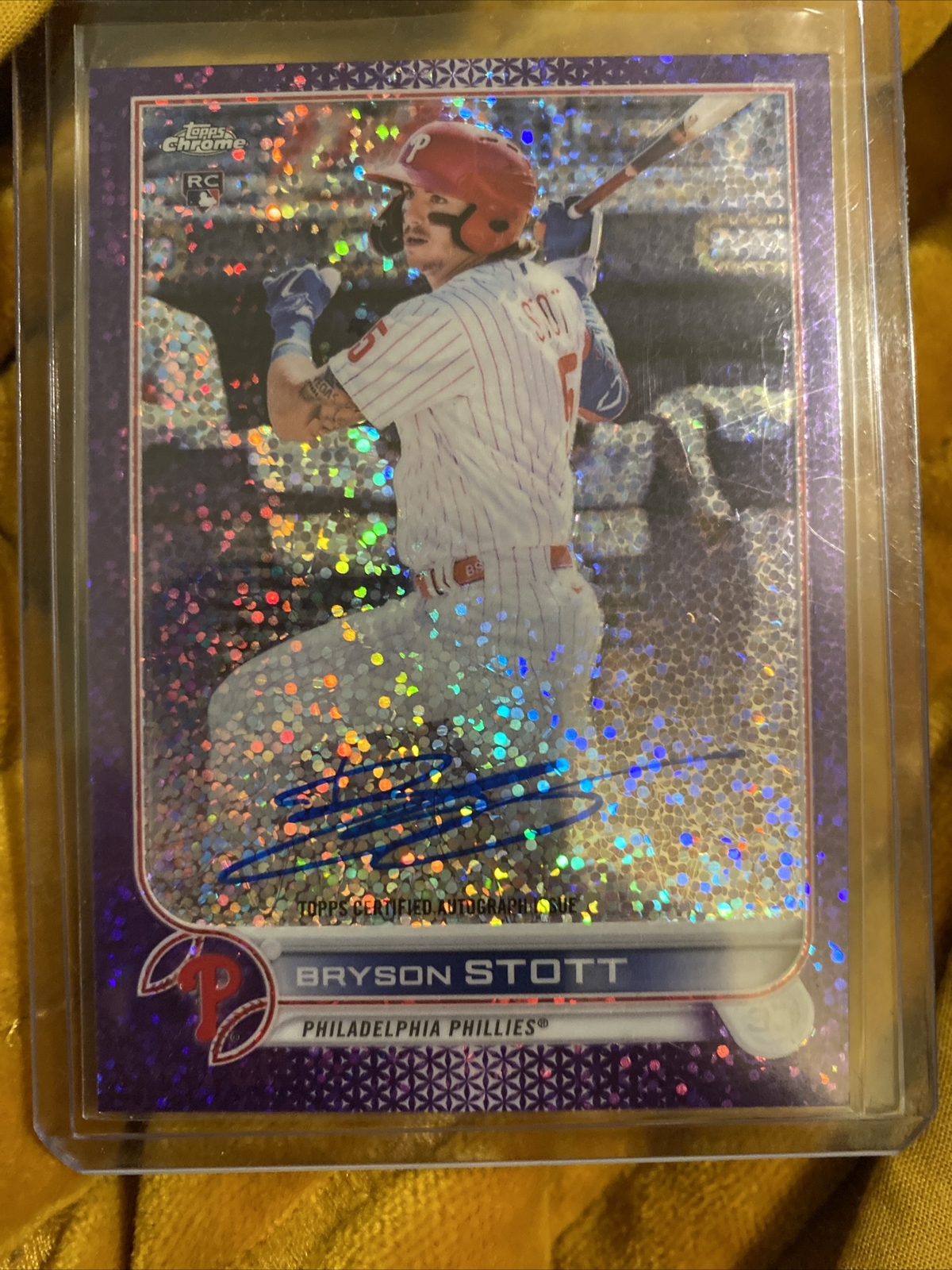 2022 Topps Chrome Rookie Auto Purple Speckle #RA-BS Bryson Stott /299 - Phillies