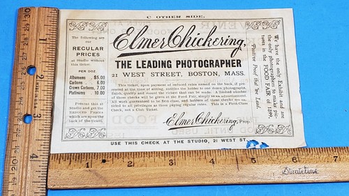 Trade Card Souvenir Ticket Photographer Elmer Chickering Food Fair 1899 Boston - Picture 4 of 6