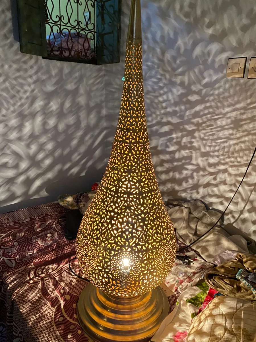 40 inches height Brass floor lamp Moroccan handmade, table lamp , vintage  lighti