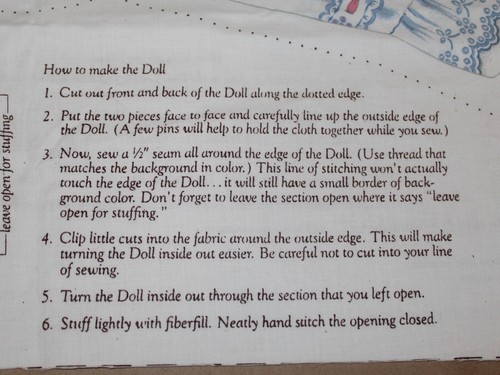Cranston Print Works Rock-A-Bye Baby Cut and Sew Doll & Birth Certificate - Picture 6 of 9
