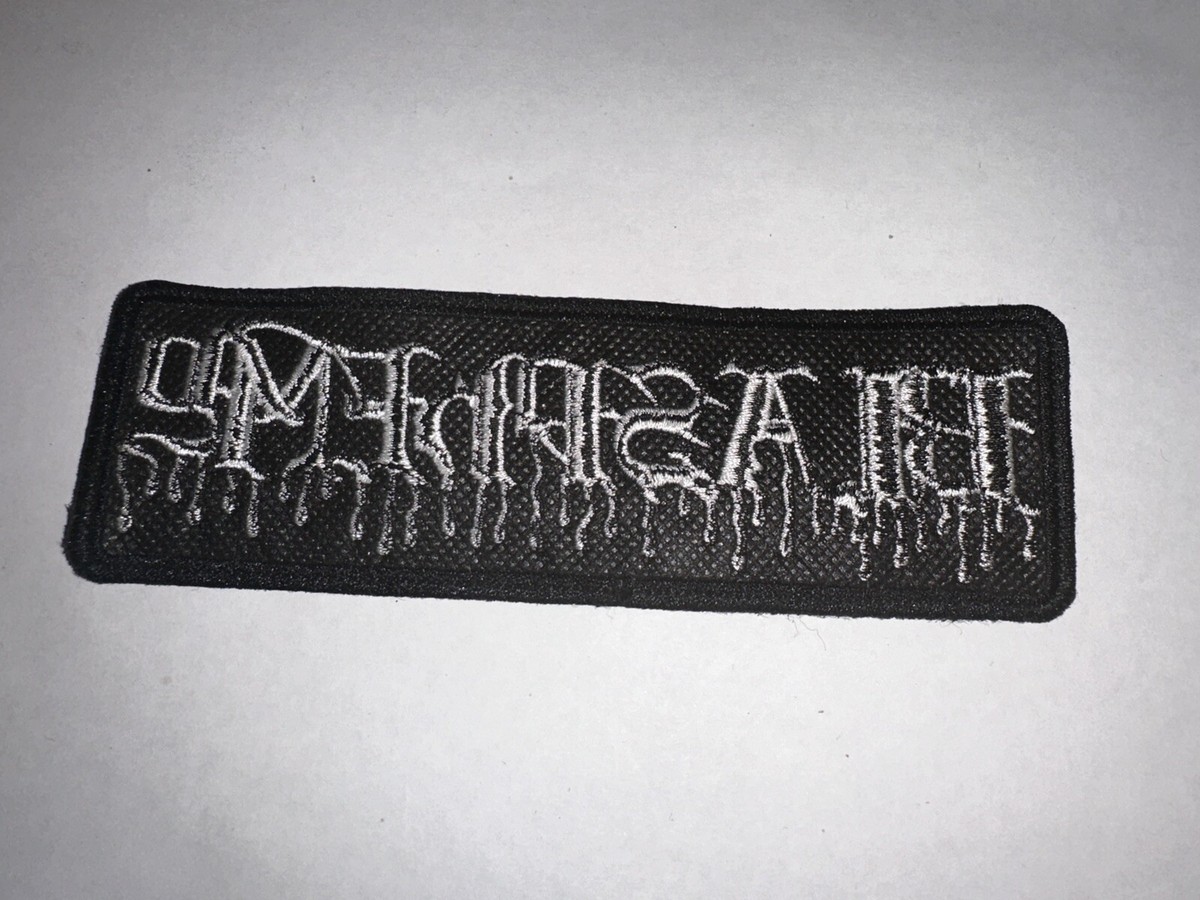 BLASPHEMY, SILVER BAND LOGO, 5X2.0 INCHES, EMBROIDERED PATCH