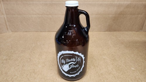 My Buddy Joe's New York NY Beer Growler 64 FL oz Glass Bottle Empty Made in USA
