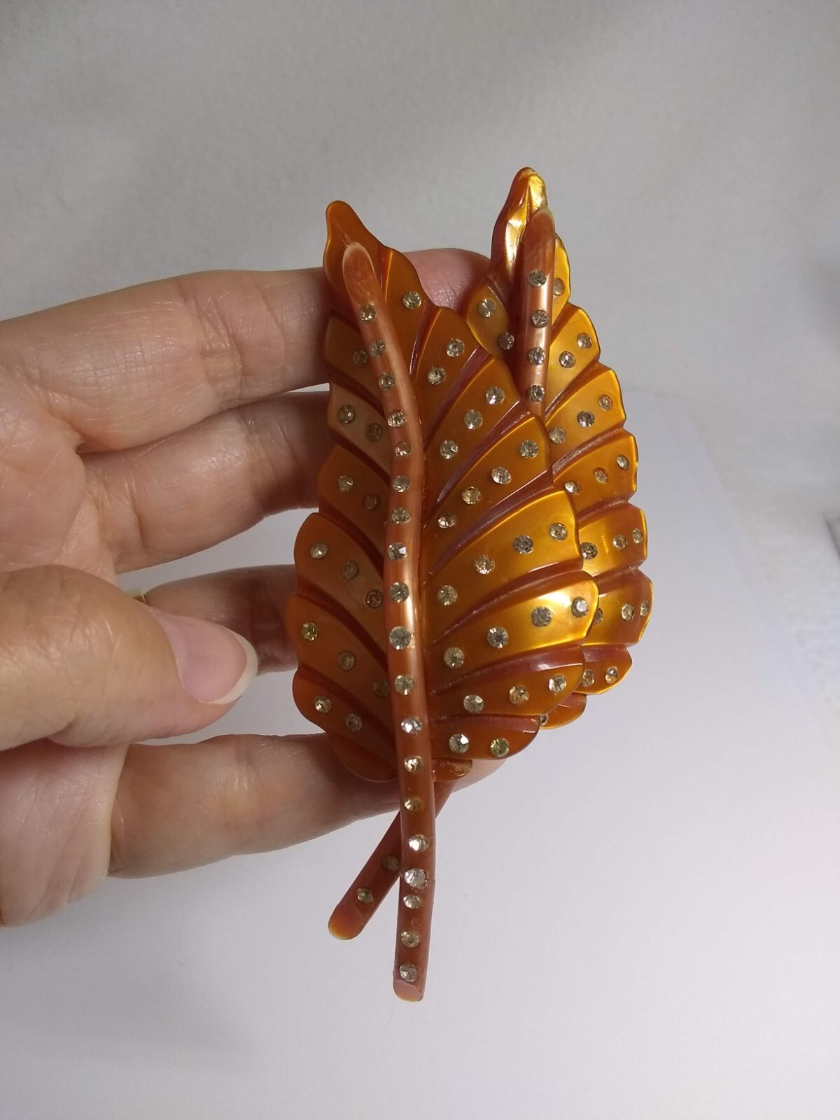 Large Statement Brooch Rust Brown Fall Leaves Pin… - image 8