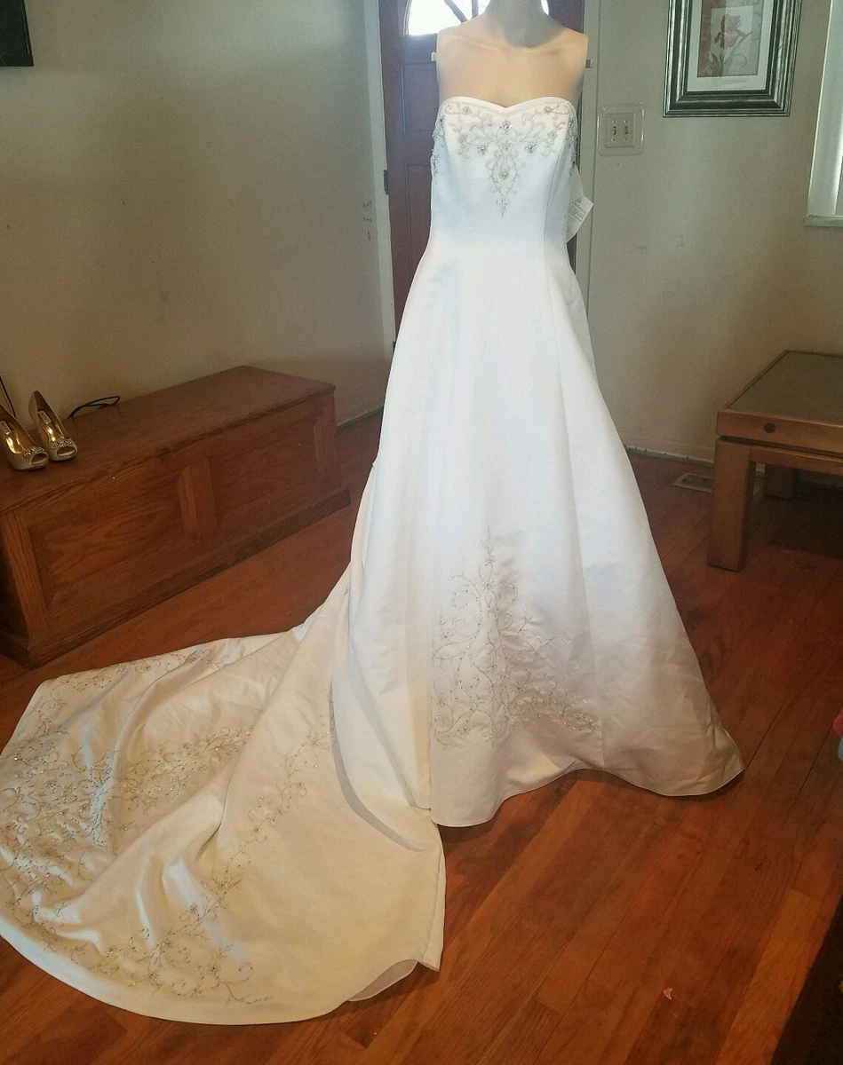 PC Mary's Wedding dress size 12 white w/silver with big rhinestones NWTs |  eBay