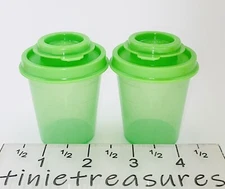 Tupperware Midget Sized (2 Oz) Salt & Pepper Shakers Bright green tinietreasure