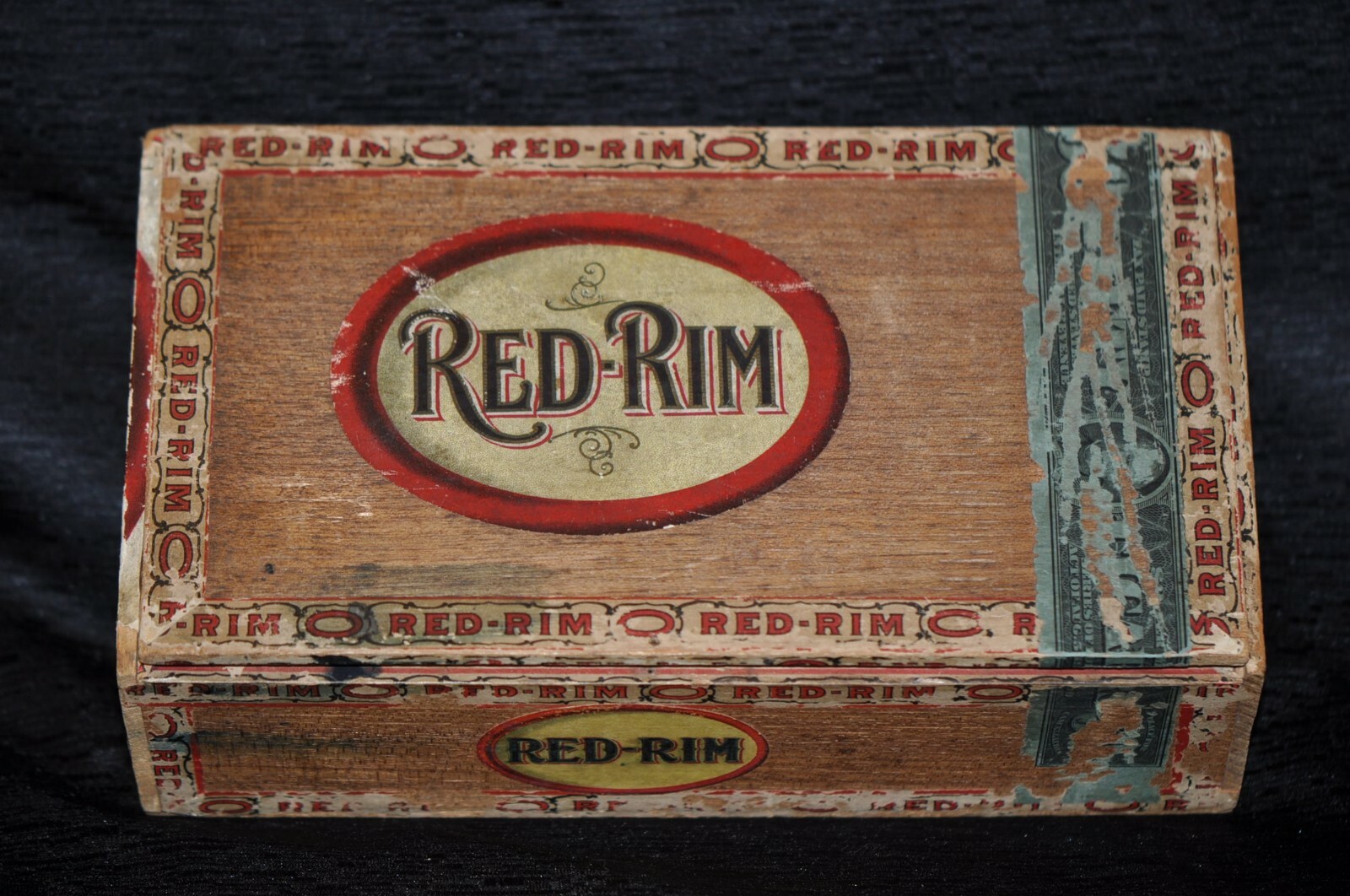 1909 VINTAGE Rare RED RIM Wooden Cigar Box MUELLER SON CO MILWAUKEE