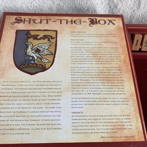 Shut the Box Board Game Bookshelf Edition Front Porch Classics Wood Complete - Picture 9 of 9