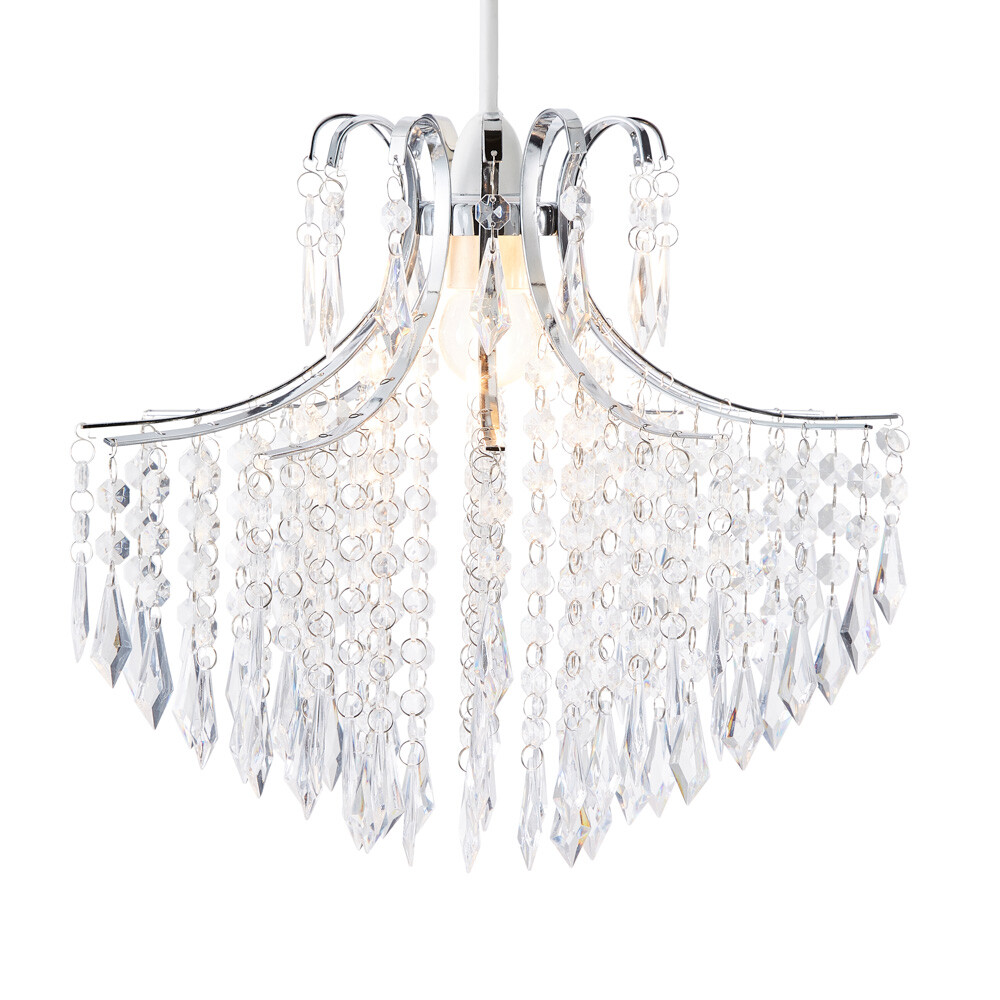 Litecraft Glow Light Shade Easy Fit Crystal Effect Children's Lampshade - Chrome