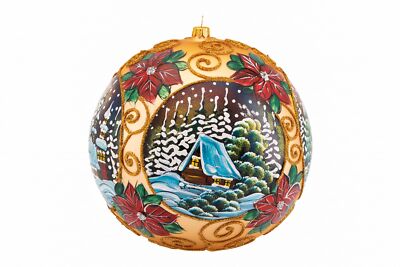 Polish Gallery Large Christmas Ornament Winter Charm View Glass Ball 8-inch (...