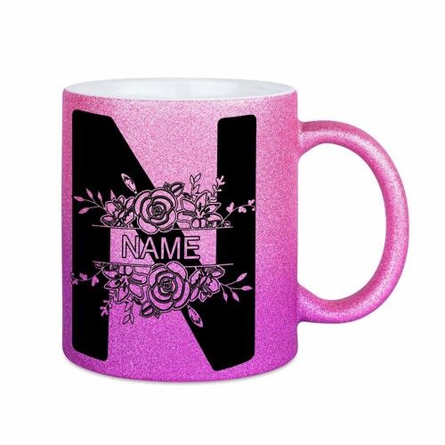 Glitzer Tasse beidseitig mit Namen / 6 verschiedene Farben / Namenstasse / Blume - Bild 13 von 18