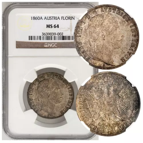Austria. Empire. Franz Joseph I 1860-A Silver Florin NGC MS-64 KM# 2219