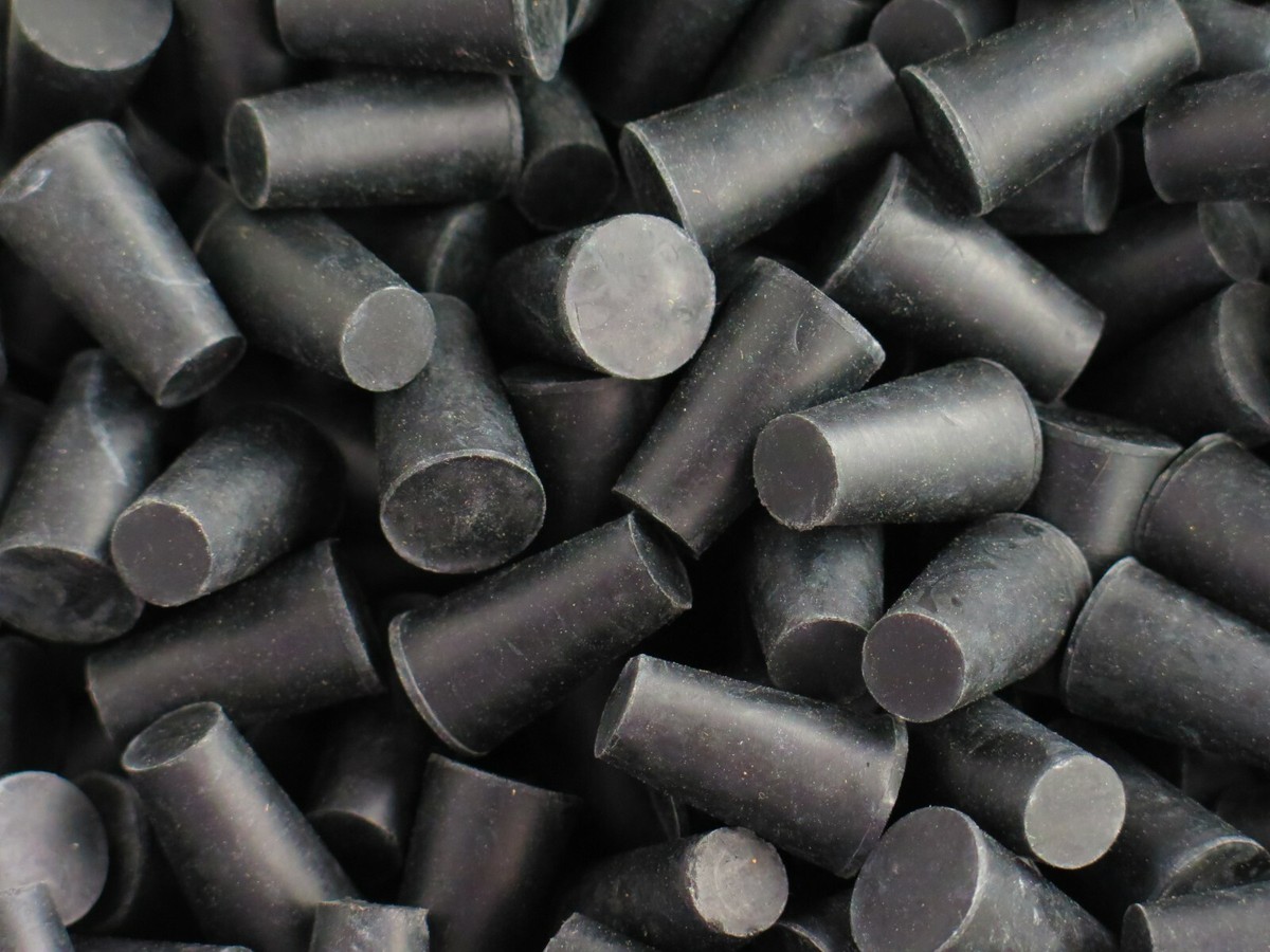 SIZE 00 (10 count) Solid Black Lab Test Tube Tapered Rubber