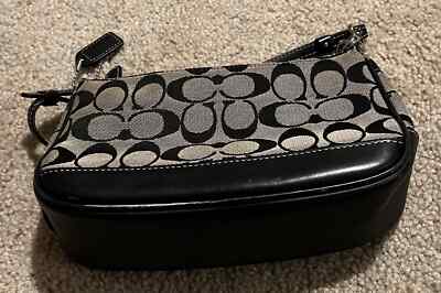 VTG Coach Signature Demi 6094 Black Leather Shoulder Bag Purse