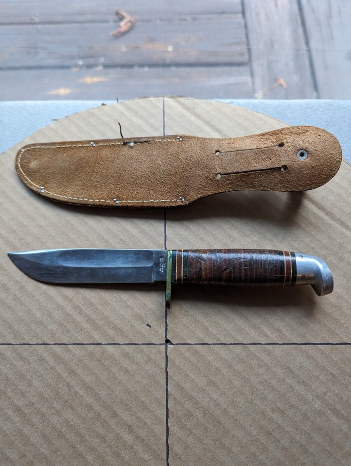 VINTAGE WESTERN BOULDER L465 FIXED BLADE HUNTING KNIFE & SHEATH eBay