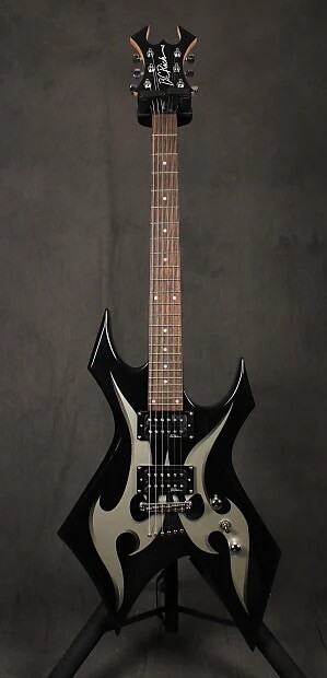 BC Rich Warlock Black W/ White Tribal Electric Guitar Bronze BC Rich Warlock Black W/ White Tribal Electric Guitar Bronze