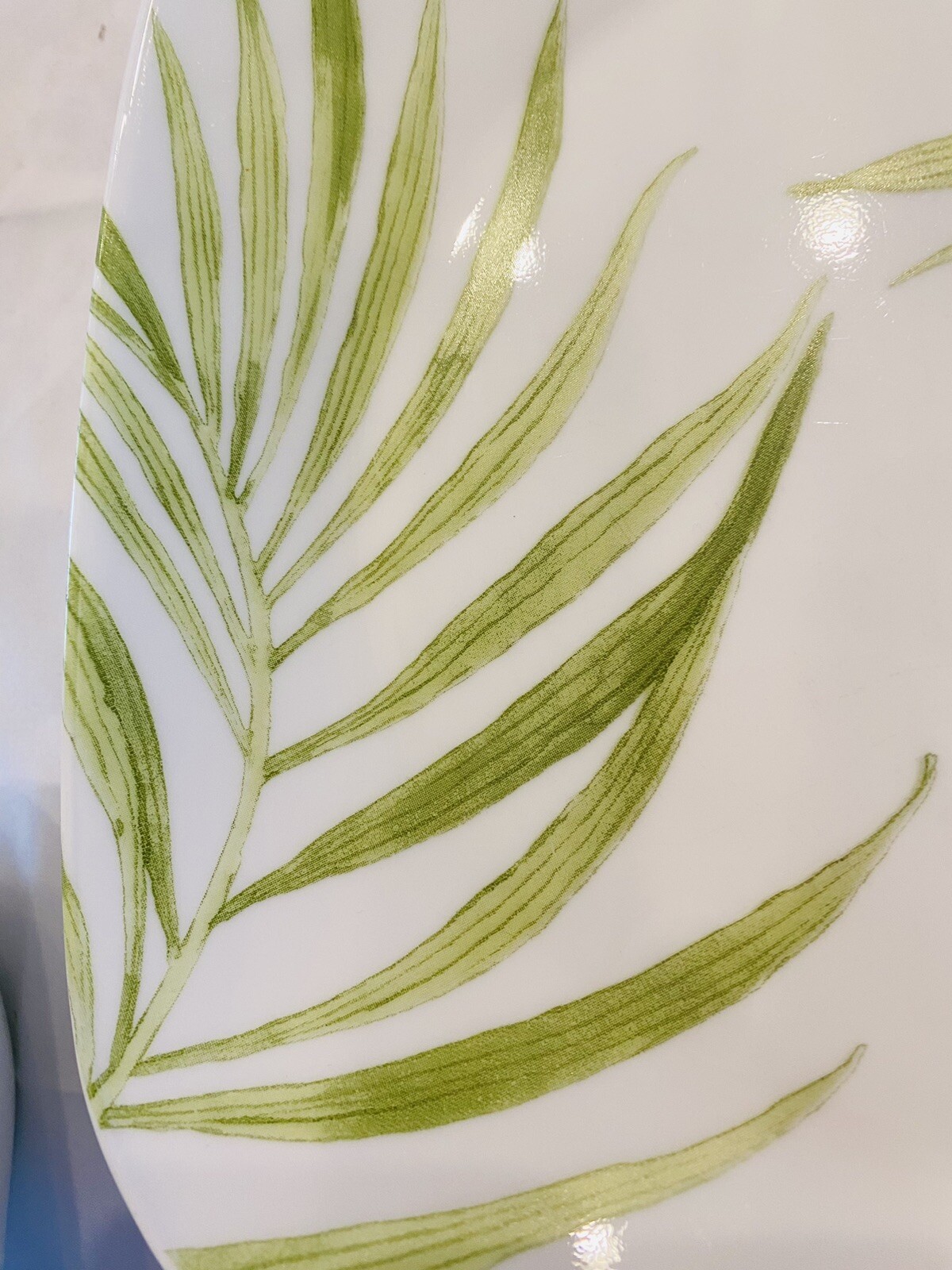 VINTAGE Corelle Dinnerware BAMBOO LEAF Square Green Leaf Tips 14Piece