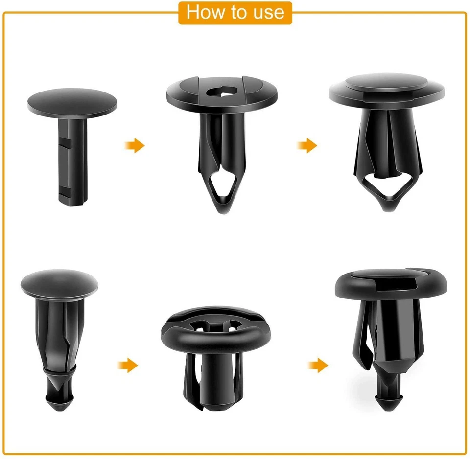 200 piezas clips de remache de sujetador de parachoques de empuje con clips de retención de carrocería automática de 6 tamaños Foto 2 de 4