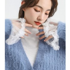 Lady Mesh Flare False Sleeves Wrist Cuffs Ruffle Detachable Fake White Fashion