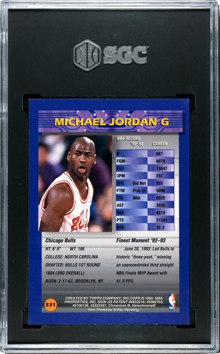 1994-95 Michael Jordan Topps Finest #331 W/Coating SGC 8.5 1994-95 Michael Jordan Topps Finest #331 W/Coating SGC 8.5