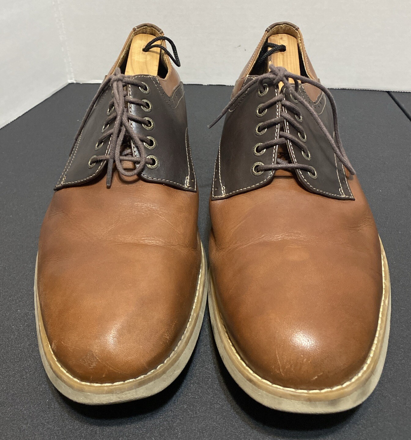 SAOLA JOHNSTON & MURPHY 59 10372 scarpe da uomo taglia 11 M colorblock PELLE LACCIATE