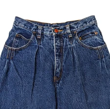 Vintage 80s Gitano High Waist Pleated Mom Jeans 13/14 26x29 Tapered Denim Buckle