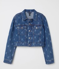 New H&m Divided Love Blue Cropped Denim Jacket Size Small