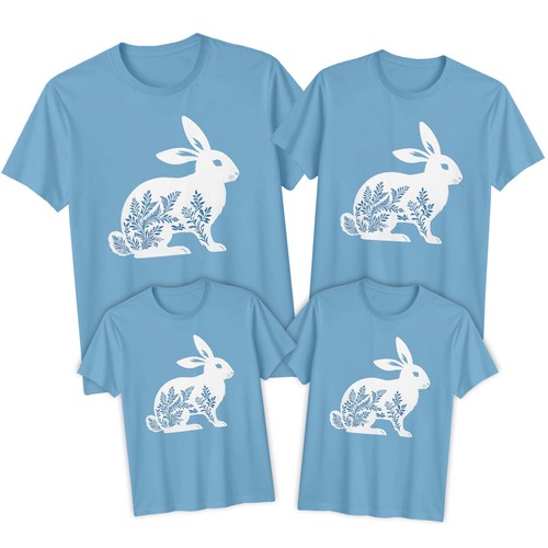 Family Bunny Laurels Happy Easter T-Shirt Tee Cute Festival Holiday Party #ED - Picture 20 of 24