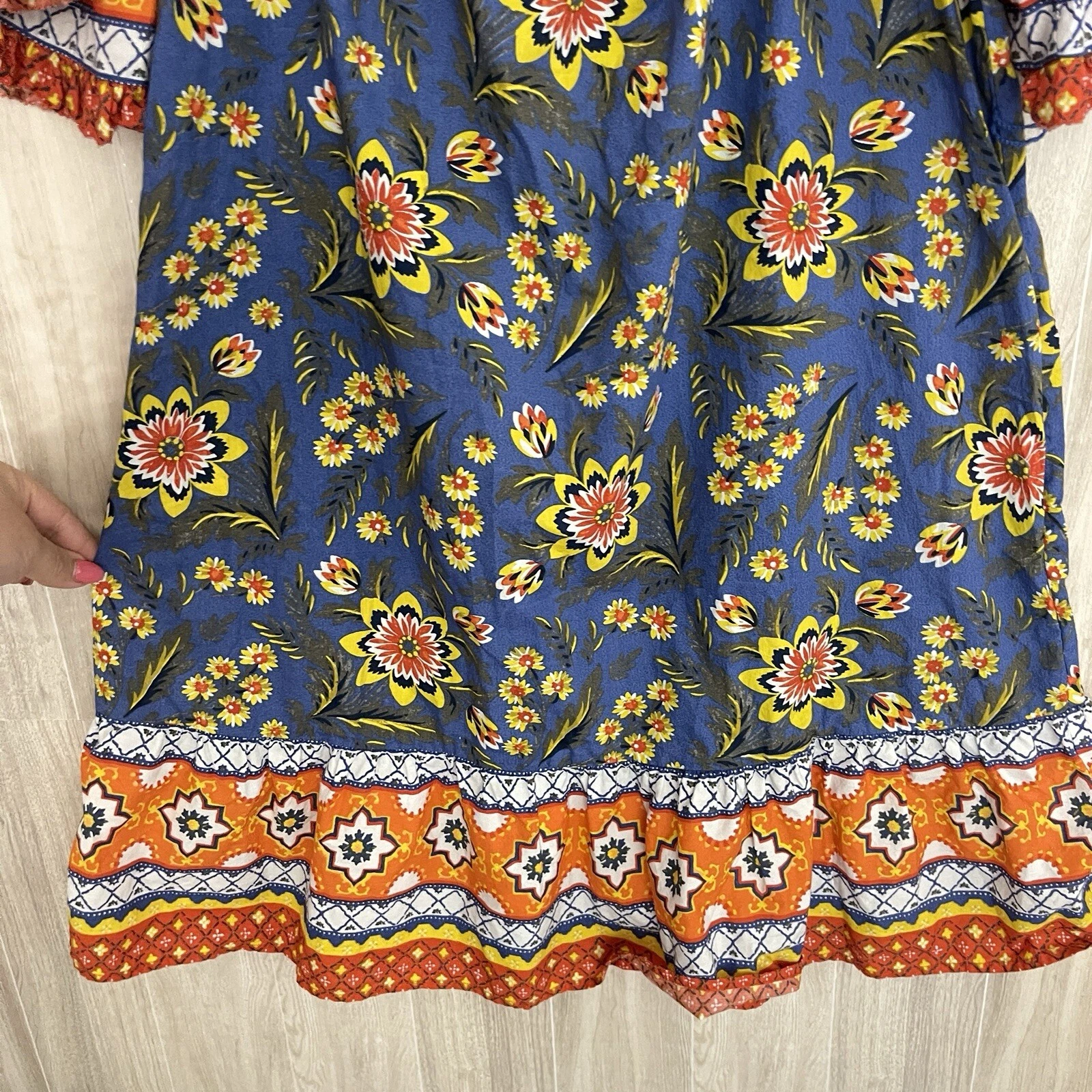 PALM ANGELS Abito donna Joie floreale piccole maniche a campana tasche tropicale boho preppy