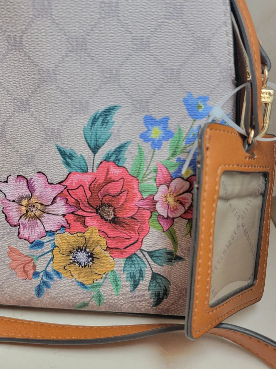 Vintage Flower Print Crossbody Bag, Women's Tree Bark Pattern