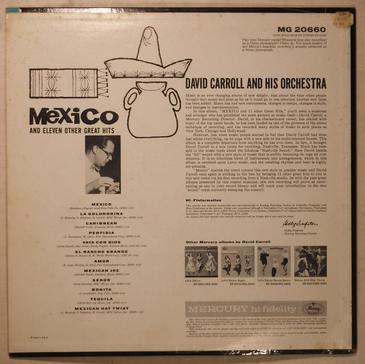 ™ レコード DAVID CARROLL & ORCH. / MEXICO… / 12 INCH MONO VINYL LP / MERCURY