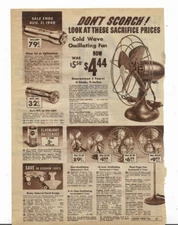 1940 Sears Catalog Ad Page Cold Wave Fan Master Mixed Enamel Lightmaster Light