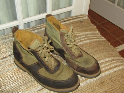 Vibram Sole Hiking Boots Mens size 12 M Brown Leather Canvas Lace Up 