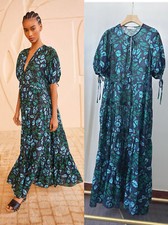 Ulla Johnson Vacation Style Short Sleeved Loose Long Printed Countryside Dress