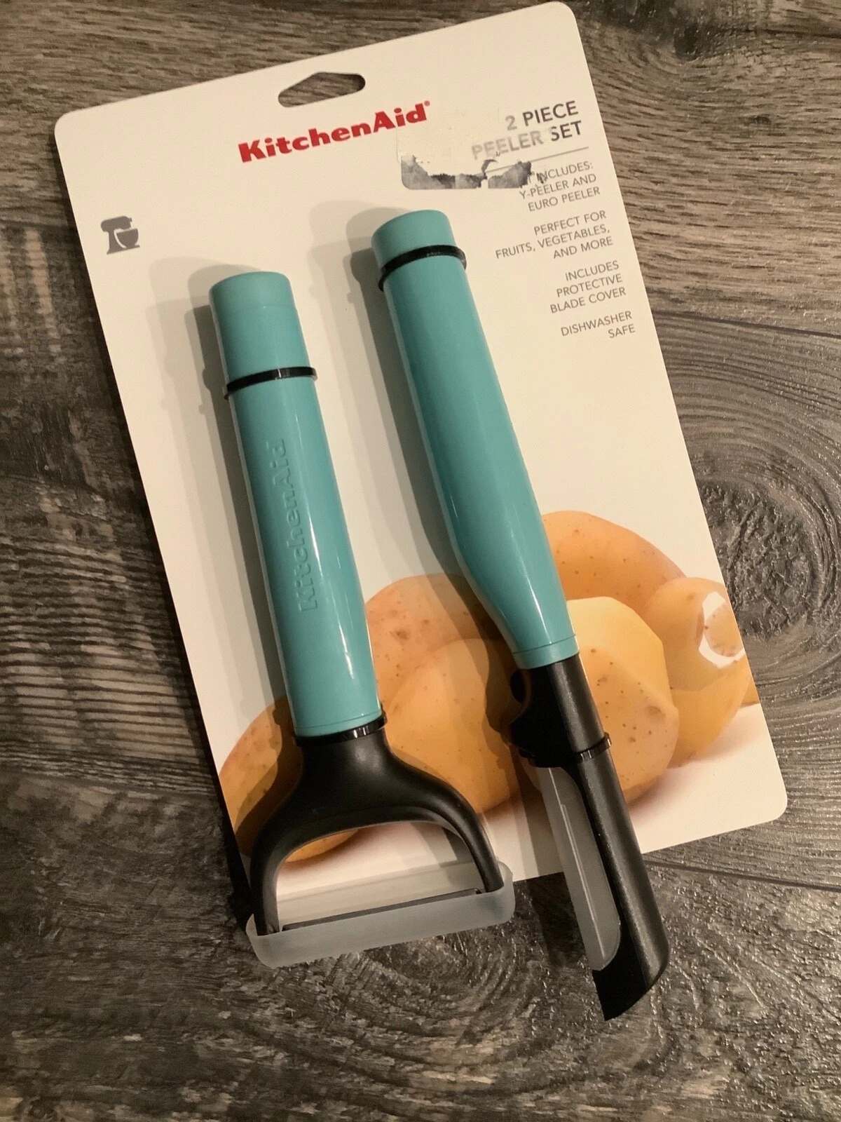 Kitchenaid 2 piece y peeler euro peeler set aqua sky blue new