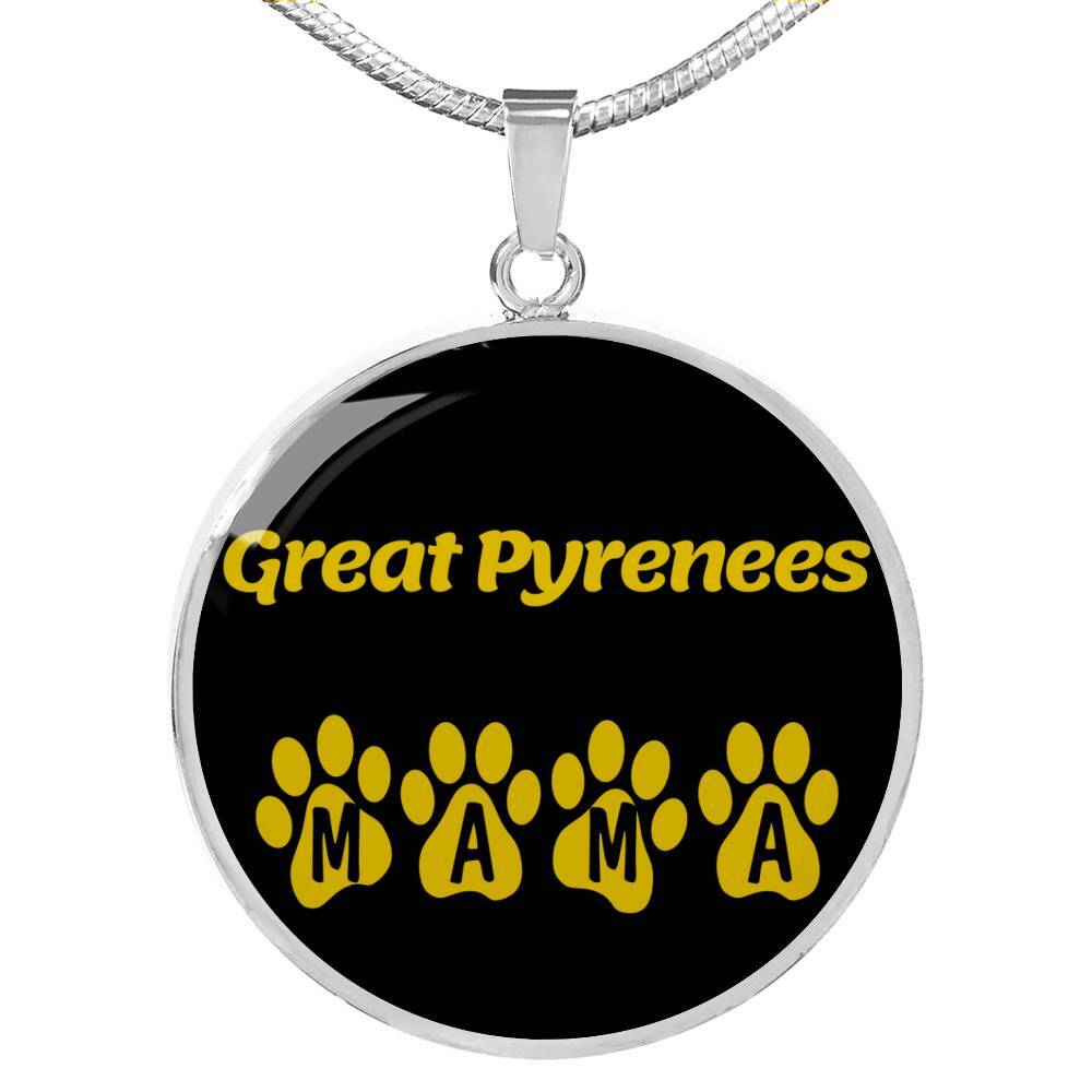 Great Pyrenees Mama Circle Necklace Stainless Steel or 18k Gold 18-22