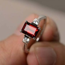 Sterling silver 925 Red Garnet January birthstone engagement Gift Ring For Women