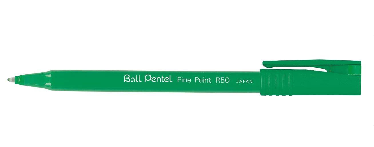 Pentel R50 Rollerball Pen Green Barrel Water-based 0.8mm Tip 0.4mm Line Green Re