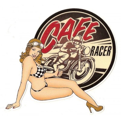  CAFE RACER right pin up right vinyl sticker laminated