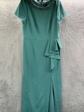 ADRIANNA PAPELL Maxi Dress Womens Size 12 Beaded Blue
