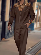 Men's Outfit 2 Piece Set Shirt  Pants Suit PLUS SIZE BIG 4XL