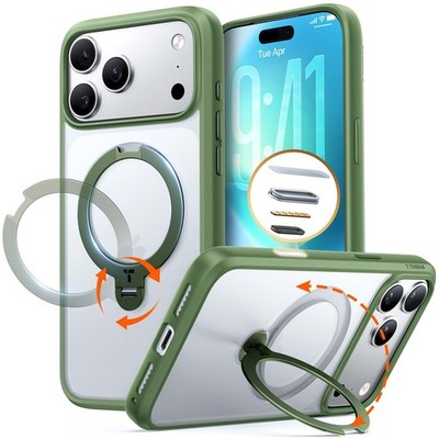 TORRAS Q3 Spin for iPhone 17 Pro Max Case with 360 Magnetic Stand, Alpine Green
