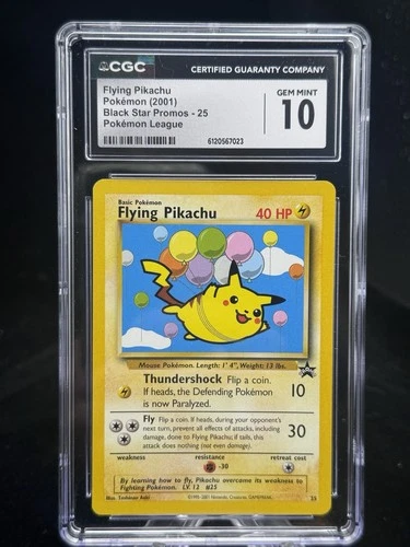 Flying Pikachu #25 Black Star Promo Pokemon League 2001 CGC 10  🎈☁️